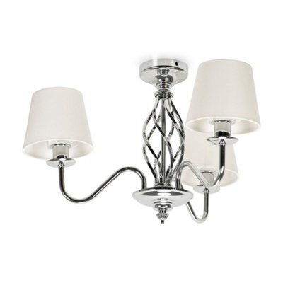 Valuelights Memphis Traditional Silver Chrome 3 Light Ceiling Light Chandelier With Fabric Lampshades - image 1