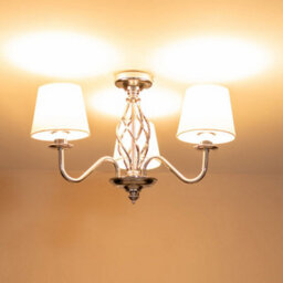 Valuelights Memphis Traditional Silver Chrome 3 Light Ceiling Light Chandelier With Fabric Lampshades - thumbnail 3