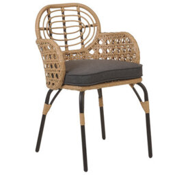 Beliani Set Of 4 Garden Chairs With Cushions Pratello Pe Rattan Natural - thumbnail 5