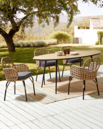 Beliani Set Of 4 Garden Chairs With Cushions Pratello Pe Rattan Natural - thumbnail 2