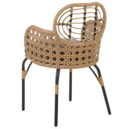Beliani Set Of 4 Garden Chairs With Cushions Pratello Pe Rattan Natural - thumbnail 7