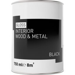 Black Gloss Interior Metal & Wood Paint, 750Ml - thumbnail 2