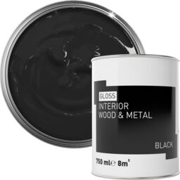 Black Gloss Interior Metal & Wood Paint, 750Ml - thumbnail 3