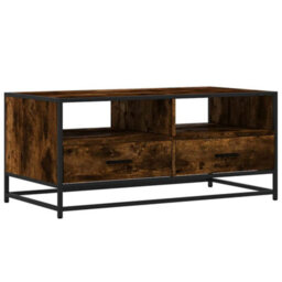 Walplus Coffee Table Smoked Oak 100X50X45 Cm Engineered Wood And Metal - thumbnail 2