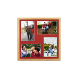 AK Frames 12X12 Oak Sleek Multi Photo Frame With Crimson Mount - Holds 4 Apertures (4X) 6X4 Photos