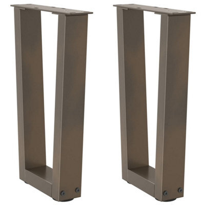 Berkfield Coffee Table Legs V-Shape 2 Pcs Natural Steel 38X(42-43.3) Cm Steel - image 1