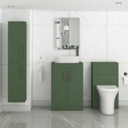 Royal Bathrooms Turin 600mm Freestanding Bathroom Vanity Unit With Sink 2 Door Matt Green & Lyon Countertop Basin - thumbnail 3