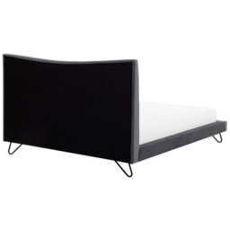 Beliani Bed Velvet Lannion 180 X 200 Cm (Eu Super King) Dark Grey - thumbnail 5