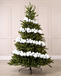 Werchristmas White Velvet Christmas Bauble Garland 9 Ft, 84 Shatterproof Baubles - thumbnail 2