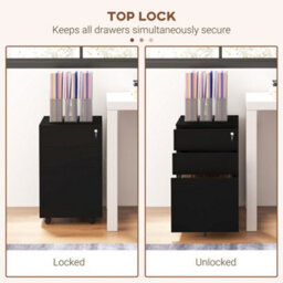 Vinsetto File Cabinet With Lock Hanging Bar For Letter A4 Legal Size Black - thumbnail 6