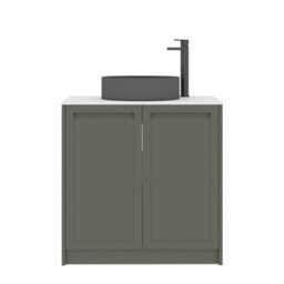 Royal Bathrooms Royal Bathroom Elmore 800mm Matt Green Freestanding Bathroom Vanity Unit 2 Door Plain White Worktop With Art Round Basin - thumbnail 7