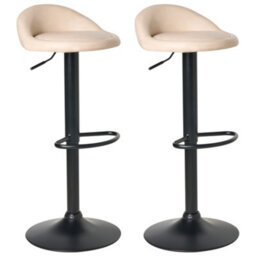 Beliani Set Of 2 Bar Stools Meeder Faux Leather Swivel Light Beige - thumbnail 1