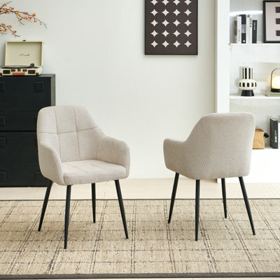Sonara Modern Set Of 2 Dining Chairs With Plush Chenille, Curved Backrest And Metal Legs - image 1