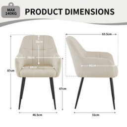 Sonara Modern Set Of 2 Dining Chairs With Plush Chenille, Curved Backrest And Metal Legs - thumbnail 3