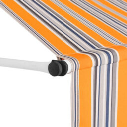 Berkfield Manual Retractable Awning 250 Cm Yellow And Blue Stripes - thumbnail 3