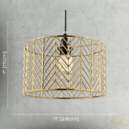 Happy Homewares Art Denergy Savingzig Zag Design Pendant Light Shade In Polished Gold Plating - thumbnail 7