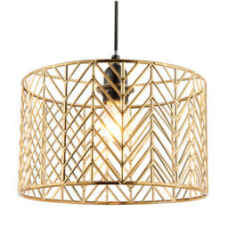 Happy Homewares Art Denergy Savingzig Zag Design Pendant Light Shade In Polished Gold Plating - thumbnail 2