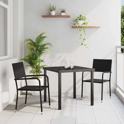 Berkfield Garden Dining Set 3 Pcs Black Poly Rattan - image 1