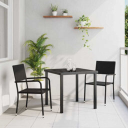 Berkfield Garden Dining Set 3 Pcs Black Poly Rattan