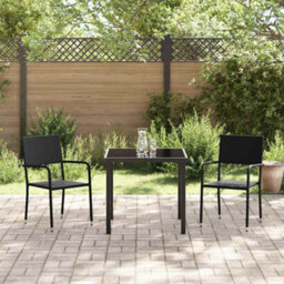 Berkfield Garden Dining Set 3 Pcs Black Poly Rattan - thumbnail 4
