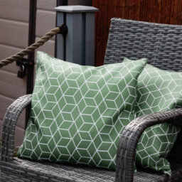 Gardenwize Pair Of Outdoor Garden Sofa Chair Furniture Scatter Cushions- Green Cube - thumbnail 1