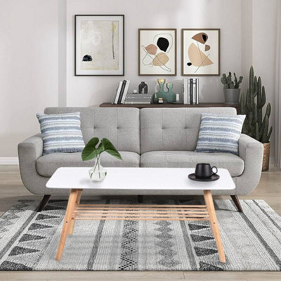 Aspect Furniture Nikko Bamboo Coffee Table With Shelf,white/bamboo - image 1