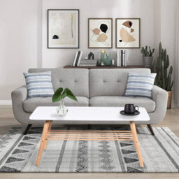 Aspect Furniture Nikko Bamboo Coffee Table With Shelf,white/bamboo