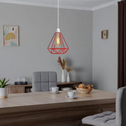 Red Ceiling Light Wire Basket Metal Pendant Lighting Ceiling Light Shade, Ceiling Fitting Light Shade Lamp Shade - thumbnail 4