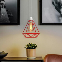 Red Ceiling Light Wire Basket Metal Pendant Lighting Ceiling Light Shade, Ceiling Fitting Light Shade Lamp Shade - thumbnail 5