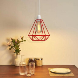 Red Ceiling Light Wire Basket Metal Pendant Lighting Ceiling Light Shade, Ceiling Fitting Light Shade Lamp Shade - thumbnail 2