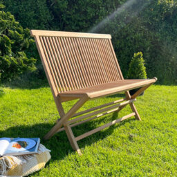 Folding Garden Bench Wooden - Solid Teak Wood - 2 Seater Garden Bench - 100Cm - thumbnail 4