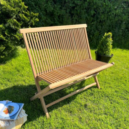Folding Garden Bench Wooden - Solid Teak Wood - 2 Seater Garden Bench - 100Cm - thumbnail 1
