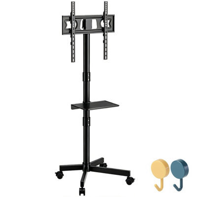 Mobile Tv Stand On Wheels, Rolling Tv Cart With Media Shelf, Tv Mount Stand - image 1