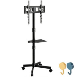 Mobile Tv Stand On Wheels, Rolling Tv Cart With Media Shelf, Tv Mount Stand - thumbnail 1