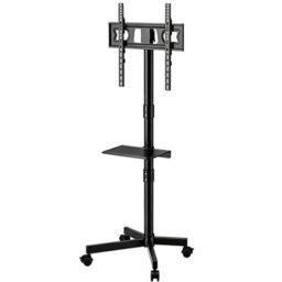 Mobile Tv Stand On Wheels, Rolling Tv Cart With Media Shelf, Tv Mount Stand - thumbnail 4