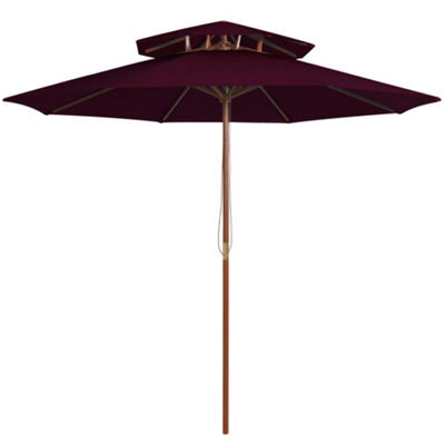 Berkfield Double Decker Parasol With Wooden Pole Bordeaux Red 270 Cm - image 1