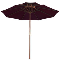 Berkfield Double Decker Parasol With Wooden Pole Bordeaux Red 270 Cm - thumbnail 2