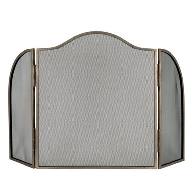 Antiqued Silver Fire Screen - Classic Spark Guard For Any Interior - image 1
