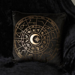 Black Astrology Wheel Square Cushion - Celestial Home Decor - thumbnail 4