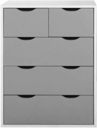 Timber Art Design Alton 3+2 Drawer Bedroom Cabinet Bedside Chest Of Drawers White & Grey - thumbnail 3