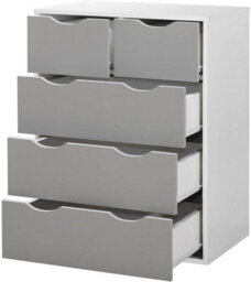 Timber Art Design Alton 3+2 Drawer Bedroom Cabinet Bedside Chest Of Drawers White & Grey - thumbnail 4