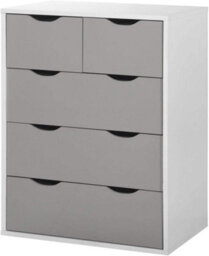 Timber Art Design Alton 3+2 Drawer Bedroom Cabinet Bedside Chest Of Drawers White & Grey - thumbnail 2