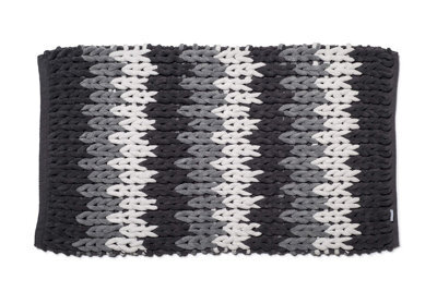 Croydex Grey And White Super Soft Patterned Bathroom Mat With Slip-Resistant Backing,grey, Black And White,1 X 50 X 80 Cm - image 1