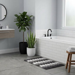 Croydex Grey And White Super Soft Patterned Bathroom Mat With Slip-Resistant Backing,grey, Black And White,1 X 50 X 80 Cm - thumbnail 4