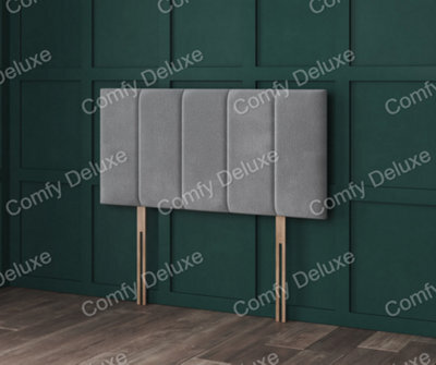 Comfy Deluxe 5Ft King Dark Grey Soft Teddy Fabric 5 Panel 20Inch Headboard - image 1