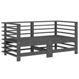 Walplus Outdoor Garden Corner Sofa For Patio Balcony Poolside Furnitures 2 Pcs Grey Solid Wood Pine - Cushion Not Included - thumbnail 2