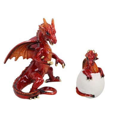 AB Tools Red Standing Dragon & Egg Resin Fantasy Sculpture Statue Ornament Figurine - image 1