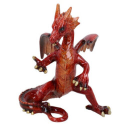 AB Tools Red Standing Dragon & Egg Resin Fantasy Sculpture Statue Ornament Figurine - thumbnail 2