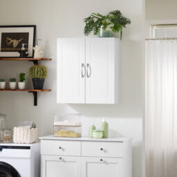 Narrow Wall Cabinet Mounted Storage White Bathroom Unit With Adjustable Shelf And 2 Doors,width 20Cm,sobuy Frg231-T-W - thumbnail 5