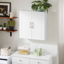 Narrow Wall Cabinet Mounted Storage White Bathroom Unit With Adjustable Shelf And 2 Doors,width 20Cm,sobuy Frg231-T-W - thumbnail 6